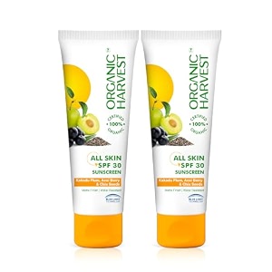 organic harvest all skin spf 30 sunscreen kakadu plum acai berry amp chia seeds  sunscreen for dry oily amp combination skin  100 american certified organic  sulphate amp paraben-free-100g pack of 2