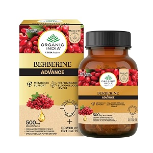 organic india berberine advance capsules 60 veg capsules 500 mg per capsule with organic cinnamon amp black pepper extract metabolic support amp blood glucose balance