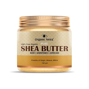 organic netra 100 pure organic shea butter for skin body amp lips  moisturizes dry skin  nourishes chapped skin diminishes wrinkles and lines firms stretch marks -150gm pack of 1