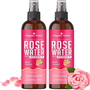 organic netra rose water toner with vitamin c hydrates skin for men  women