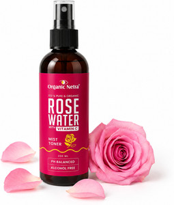 organic netra rose water toner with vitamin c hydrates skin for men  women