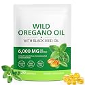 Organic Oil of Oregano Capsules with Black Seed Oil, 6000mg Oregano Oil & 200mg Black Seed Oil per Serving, Immune Support, Gluten Free, 120 Softgels