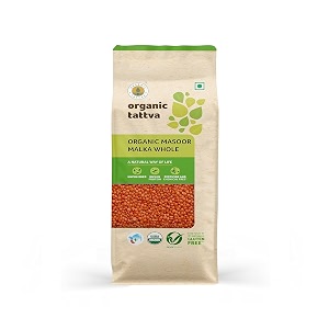 organic tattva organic masoor malka whole 500g  gluten free and no pesticides