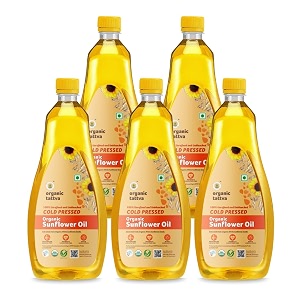 organic tattva cold pressed sunflower oil unrefined surajmukhi tel 1l x 5