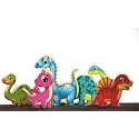 Handcrafted Wooden Colourful Dinosaur Toys | Realistic Miniature Animal Figures | Educational Dino Pretend Play Animal Toys for Kids aged 2 years and over | Multicolour Figures – Set of 5