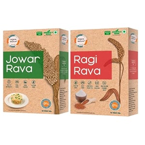 organic wisdom-back to roots jowar amp ragi rava millet rava combo pack-400 grams each100 natural amp gluten free  stone grounded  rich in protein calcium amp dietary fibre  helps weight loss