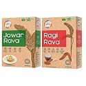 Organic Wisdom-Back to Roots Jowar &amp; Ragi Rava (Millet Rava) Combo Pack-400 grams each|100% Natural &amp; Gluten Free | Stone Grounded | Rich in Protein, Calcium &amp; Dietary Fibre | Helps Weight Loss
