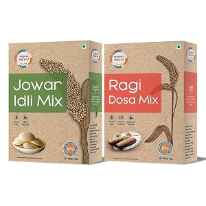 organic wisdom - back to roots jowar idli amp ragi dosa mix combo  pack of 2 400 g each  100 natural amp gluten free  stone ground  healthy breakfast