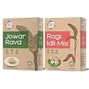 Organic Wisdom-Back to Roots Jowar Rava & Ragi Idli Mix Combo Pack | 400g each, 100% Natural & Gluten Free | Stone Grounded | High Protein, Calcium, Dietary Fibre, Iron