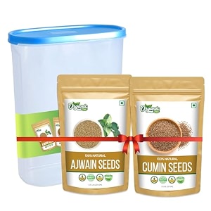 organic zing cumin seed amp ajwain seed combo  high in fiber  product of india - 227 gm each