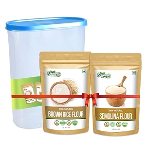 organic zing semolina flour amp brown rice combo  high in fiber  product of india - 454 gm each