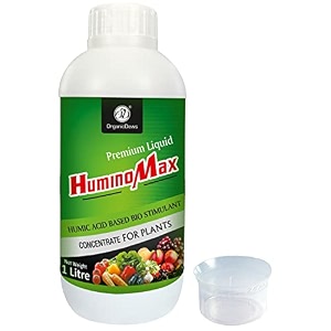 organicdews humic acid fertilizer based bio stimulant concentrate for plants 1 litre with measuring cup 25 ml - plant growth enhancer soil conditioner for indoor and outdoor plants 1 litre