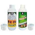 OrganicDews Liquid Seaweed Fertilizer(1 Litre) &amp; Humic Acid Fertilizer(1 Litre) Combo Based Bio Stimulant for Plants Measuring Cap 25ml - Plant Growth Enhancer, Soil Conditioner for Indoor &amp; Outdoor