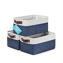 OrganiHaus 12x8in Canvas Storage Baskets, 3 Pack - Fabric Bins for Shelves