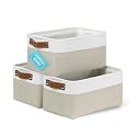 OrganiHaus 12x8in Canvas Storage Baskets, 3 Pack - Fabric Bins for Shelves