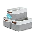 OrganiHaus 12x8in Canvas Storage Baskets, 3 Pack - Fabric Bins for Shelves