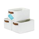 OrganiHaus 12x8in Canvas Storage Baskets, 3 Pack - Fabric Bins for Shelves