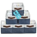 OrganiHaus 12x8in Canvas Storage Baskets, 6 Pack - Fabric Bins for Shelves