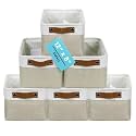 OrganiHaus 12x8in Canvas Storage Baskets, 6 Pack - Fabric Bins for Shelves