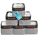 OrganiHaus 12x8in Canvas Storage Baskets, 6 Pack - Fabric Bins for Shelves