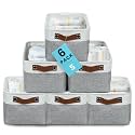 OrganiHaus 12x8in Canvas Storage Baskets, 6 Pack - Fabric Bins for Shelves
