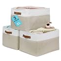 OrganiHaus 16x12.5in Storage Baskets, 3 Pack - Fabric Bins for Shelves