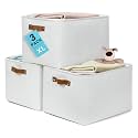OrganiHaus 16x12.5in Storage Baskets, 3 Pack - Fabric Bins for Shelves