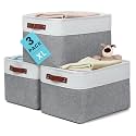 OrganiHaus 16x12.5in Storage Baskets, 3 Pack - Fabric Bins for Shelves