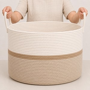 organihaus toy storage basket for kids large cotton rope organizer bin for nursery toy box blanket holder baby hamper for living room soft amp washable striped honey wide