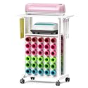 ???????????????????????? Organizers and Storage for Cricut Machines, Rolling Craft Storage Cart with 30 Vinyl Roll Holders, Crafting Table Organization Workstation for Craft Room Home, Compact Removable