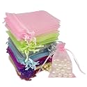 Organza Bags 2.8"x3.6", 100Pcs Small Mesh Drawstring Gift Bags