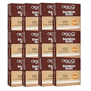 natural bamboo ear buds 80 steam  160 swab pack of 12 multipurpose double tip cotton swabs with sustainable bamboo  eco friendly