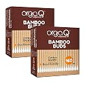 Natural Bamboo Ear Buds 80 Steam / 160 Swab (Pack of 2) Multipurpose Double Tip Cotton Swabs with Sustainable Bamboo | Eco Friendly