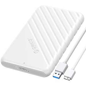 orico 25 inch external hard drive enclosure usb 30 to sata iii for 7mm and 95mm sata hdd ssd tool free uasp supported white 25pw1-u3