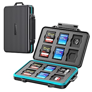 orico eva sd card case holder for memory cards24 slots professional water-resistant anti-shock holder for 12tf card and 12 sd card protector storage with carabiner and label