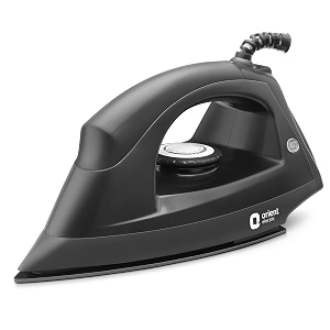 orient electric fabriglide 1000w electric dry iron for clothes with german weilburger soleplate  multi-fabric temperature control  uniform heating  2-year warranty by orient black amp grey