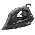 Orient Electric Fabriglide 1000W Electric Dry Iron for Clothes with German Weilburger Soleplate | Multi-Fabric Temperature Control | Uniform Heating | 2-Year Warranty by Orient| Black & Grey