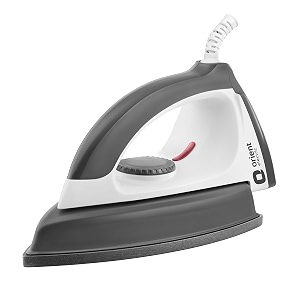 orient electric ultimate 1000w heavy weight dry iron press  non-stick weilburger coating silver layered thermostat u-shaped heating element isi certified 2-year replacement warranty by orient