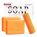 ORIENTLEAF Kojic Acid Soap with African Sponge Net, 4oz Turmeric Soap Bar, Fresh Citrus Scent, Gentle for Face and Body Wash with Vitamin C, Retinol (2 Pack)