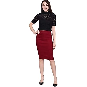 Women Designer Solid Pencil Skirt