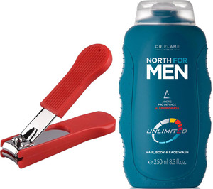 oriflame sweden north for men unlimited hairbodyface wash 250ml  33160  with nail cutter 2 items in the set