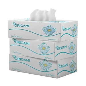 origami online only facial tissues  2 ply  pack of 3  200 pulls each