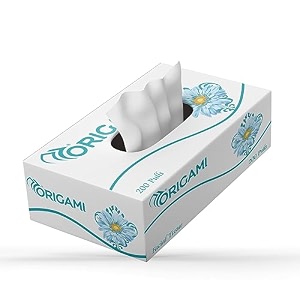 origami 2 ply facial tissue box  car tissue - pack of 6 200 pulls per box 1200 sheets