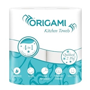 origami kitchen tissues  2 ply  pack of 4  60 pulls each