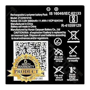 Original Battery ZT-GY974745 Battery for LYF Jio