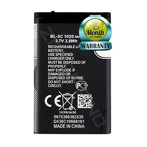 original bl-5c battery for nokia 1100 1101 1110 1110i 1112 1200 1208 1280 1600 1650 2310 2600 2700 3100 3110 3120 5130 6030 6230 6230i e50 battery with 6 month warrantybb118