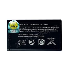 original bl-5c battery for nokia 1100 1101 1110 1110i 1112 1200 1208 1280 1600 1650 2310 2600 2700 3100 3110 3120 5130 6030 6230 6230i e50 battery with 6 month warranty aa108