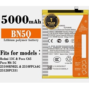 original bn5q battery for xiaomi redmi 13c 5g 23124rn87g 23124rn87i 23124rn87c 5000mah battery with 1 year warranty yhj38