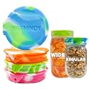 ORIGINAL CREATOR-4 Pack Silicone Mason Jar Lids for Ball, Kerr and More,Fit Regular Mouth & Wide Mouth Storage Caps for Mason/Canning Jars,Leak-Proof,Dishwasher Safe(Mixed-color)