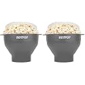 The Original Hotpop Microwave Popcorn Popper, Silicone Popcorn Maker, Collapsible Bowl BPA-Free and Dishwasher Safe- 20 Colors Available (Gray) (Pack of 2)